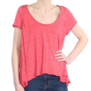 Free People We The Free Swing Tee Womens S Red Heather Short Sleeve